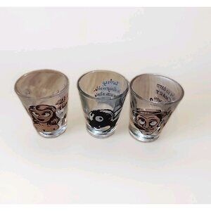 3 Vintage 1950's Saucy Roving Eyes shot glasses girl boy skunk anchor hocking
